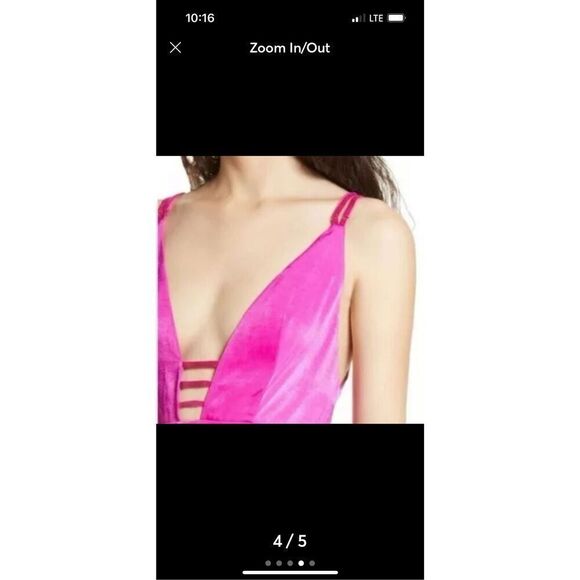 Free People Gabby’s Party All Night Barbie Pink Skater VNeck Mini Dress NWT Sz 6 - Picture 4 of 5